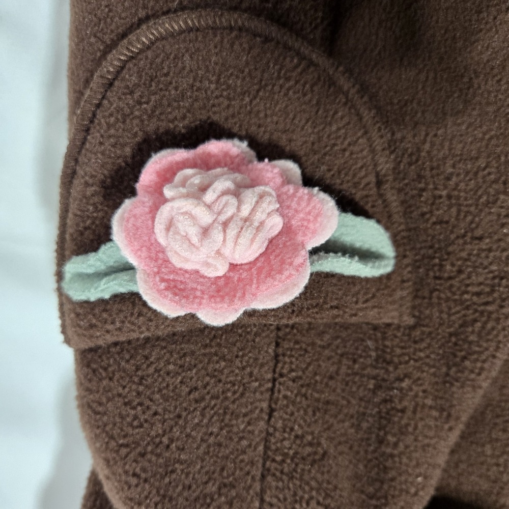 Mack & CO Girls Brown Fleece Jacket With Felt Fleece Flowers | Size 4T - Picture 7 of 8